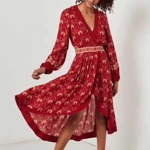Spell & The Gypsy Collective Jewel Faux Wrap Dress Ruby